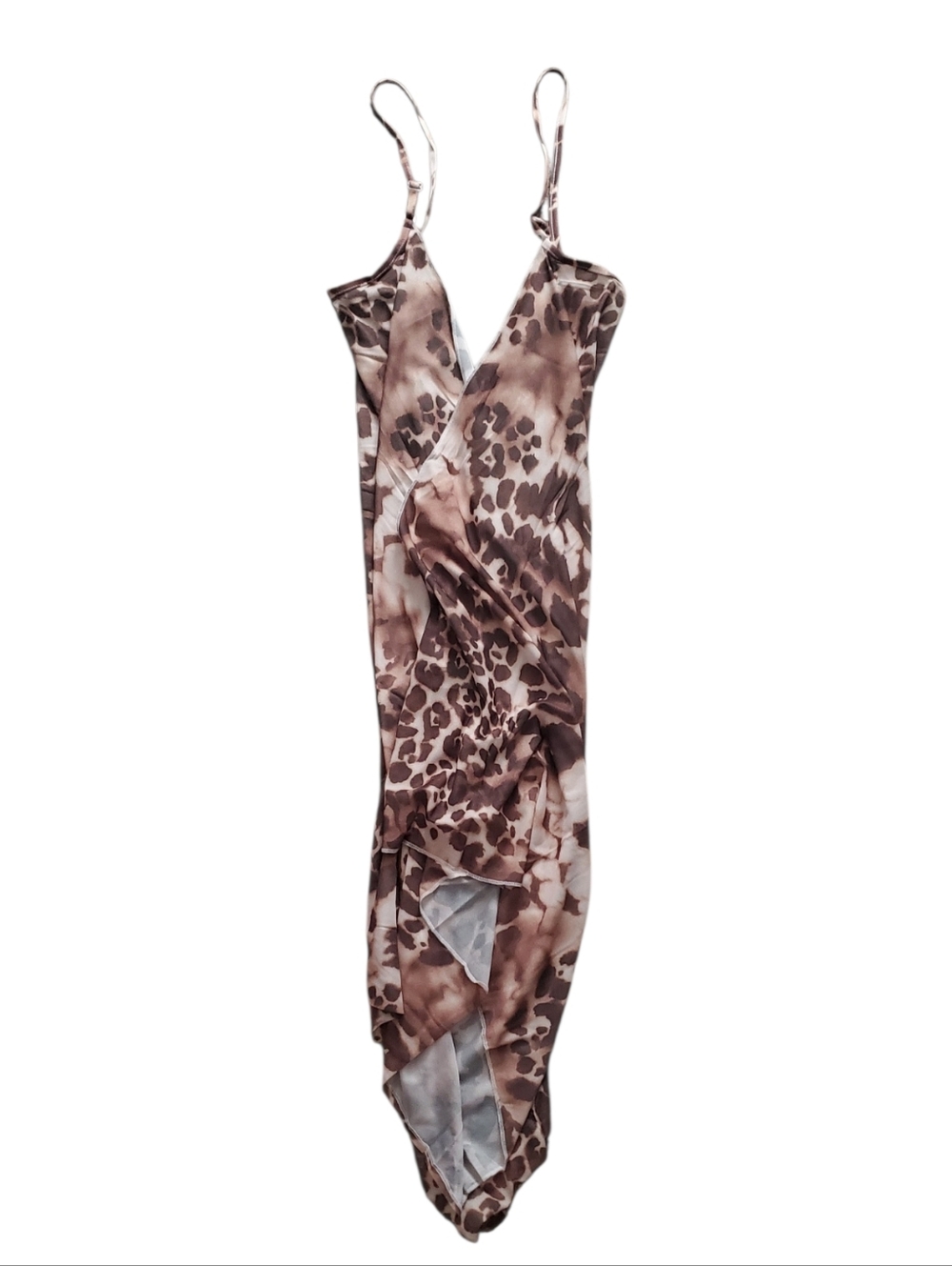 Brown Animal Print Slip Dress